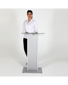 3246 - Pulpitus alumínium előlappal, üveg fedlappal