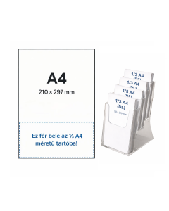 4411X - Asztali / fali szórólaptartó, 4 rekeszes