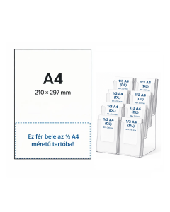 Szórólaptartó - 8 rekeszes asztali / fali /4430X/