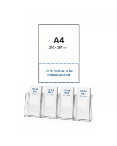Szórólaptartó - 4 rekeszes asztali / fali /4460/