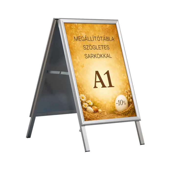 akciós hirdetőtábla szögletes sarokkal