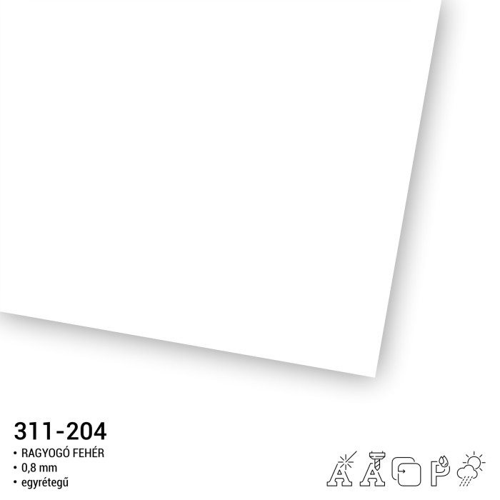 311-204 rowmark gravírozható lemez fehér színű, 0,8 mm vastag, ada alternative