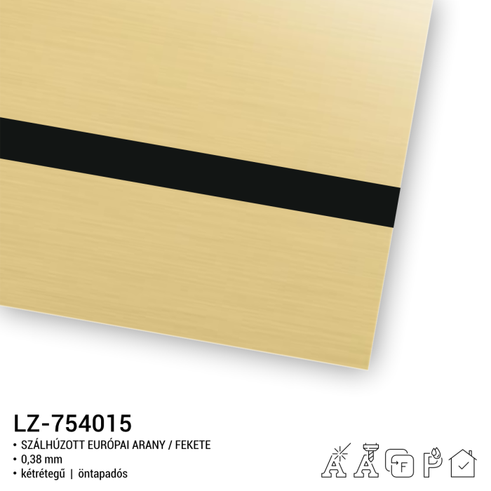 LZ-754015 gravírozható öntapadó fólia arany-fekete színű, 0,38 mm vastag, rowmark
